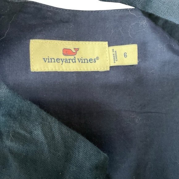Vineyard Vines Navy Pleated Linen Sleeveless Top Size 6 - Picture 7 of 10